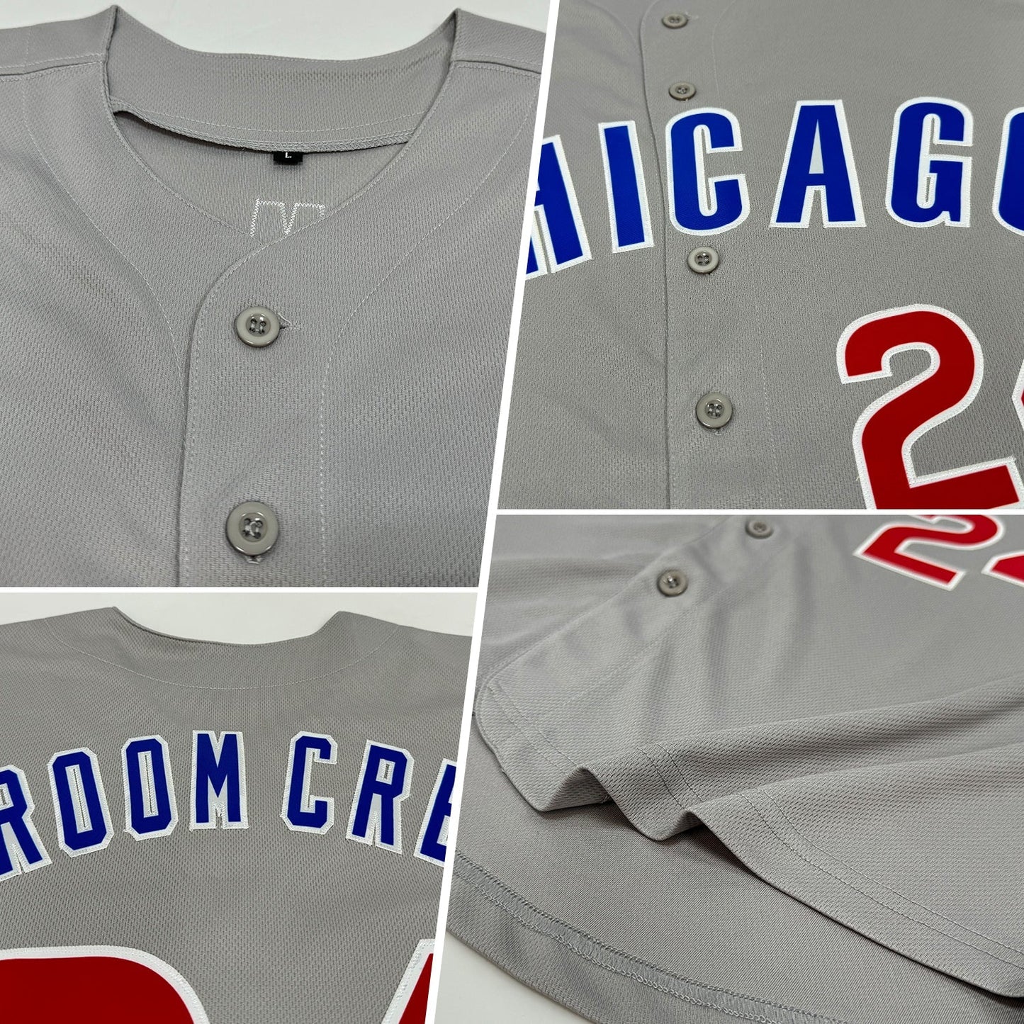 Custom Gray Red-Royal Baseball Jersey baseball jersey product view 2