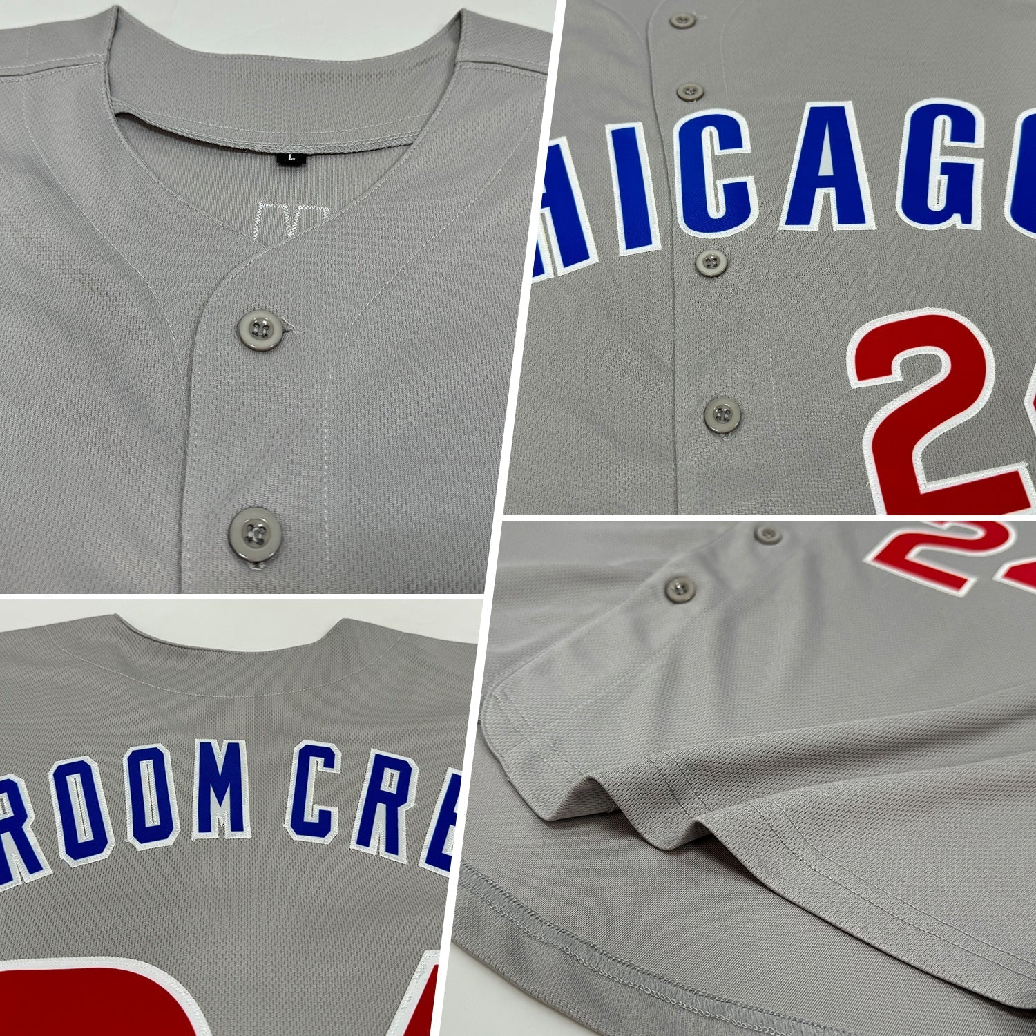 Custom Gray Red-Royal Baseball Jersey baseball jersey product view 2