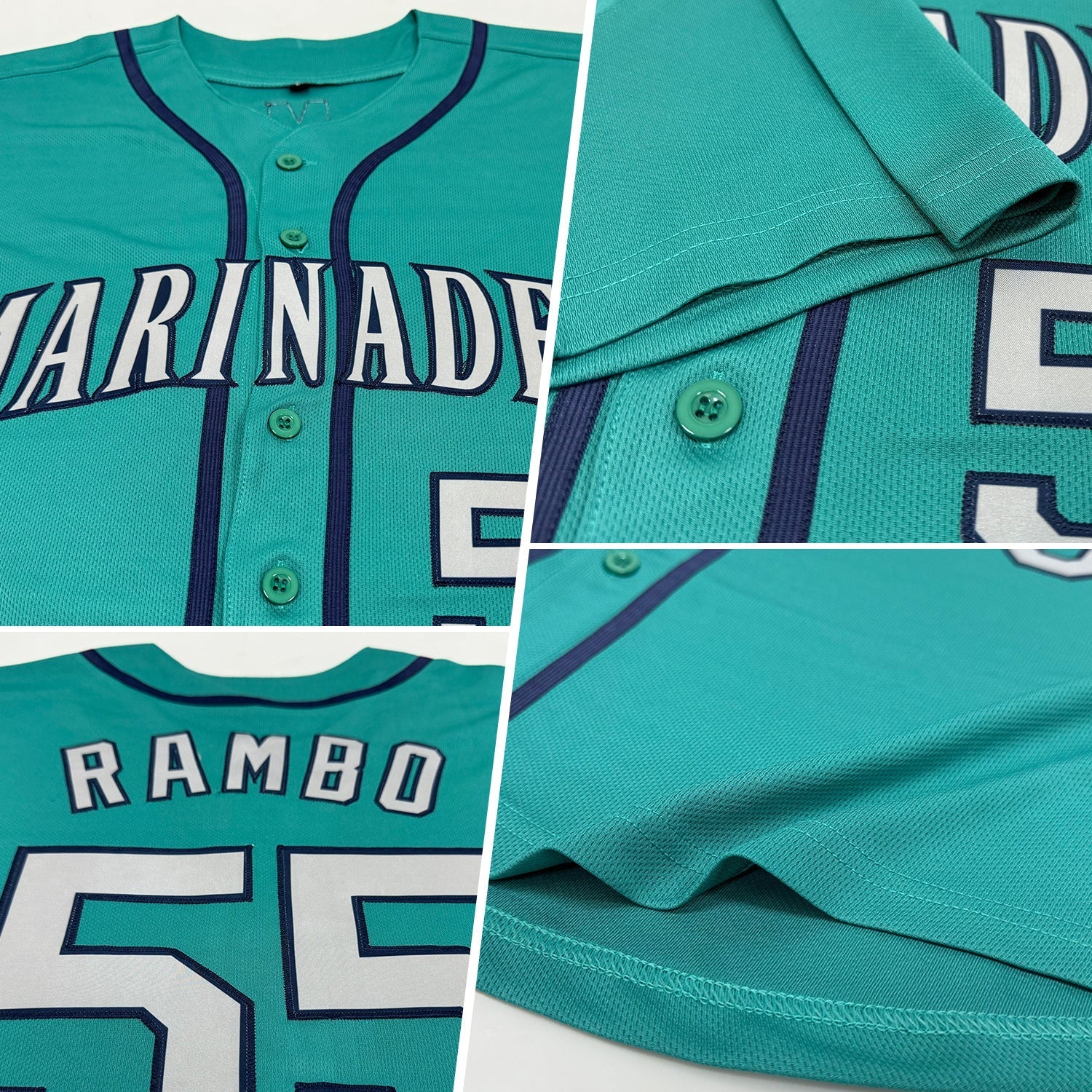 Custom Teal Gray-Navy Baseball Jersey baseball jersey product view 2