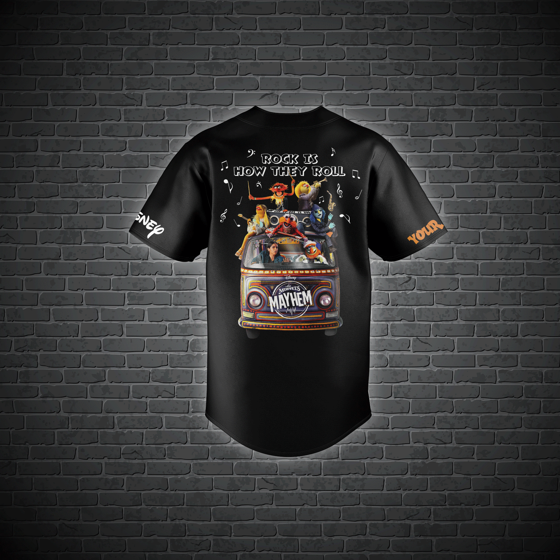 Custom Name The Muppets Mayhem Black Baseball Jersey Shirt baseball jersey product view 3