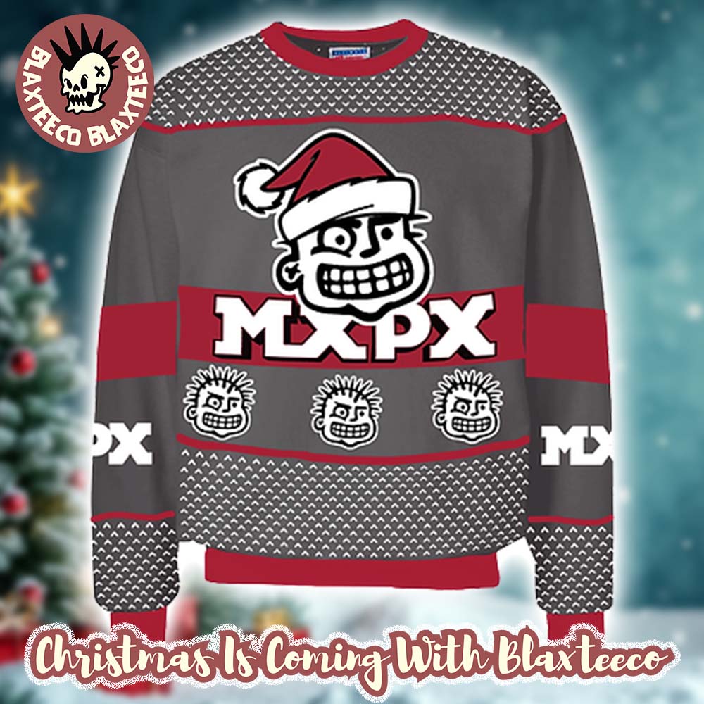 MXPX Santa PX Head Signature 2025 Holiday Ugly Christmas Sweater Unisex T-shirt, Sweatshirt, Hoodie, Long Sleeve Tee - T-Shirt, Sweatshirt, Hoodie