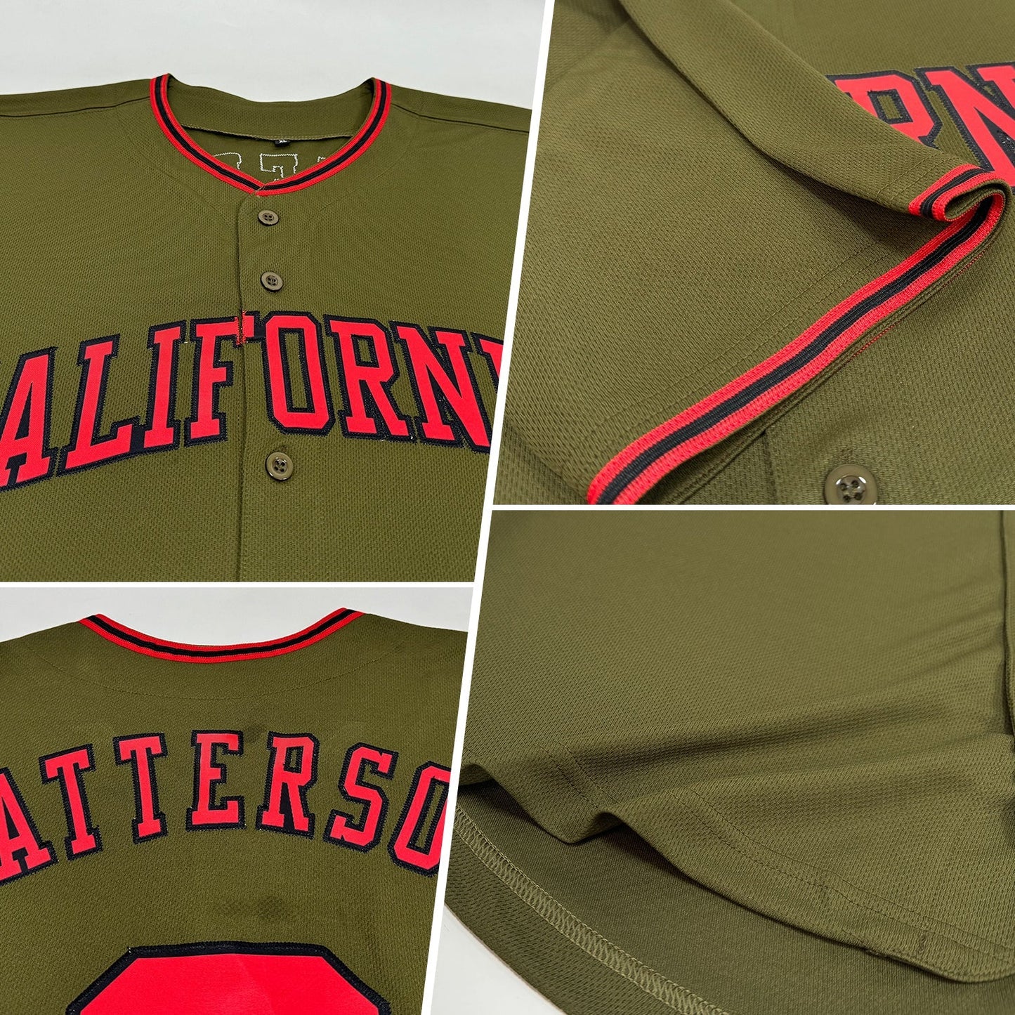 Custom Olive Red-Black Authentic Salute To Service Baseball Jersey baseball jersey product view 2