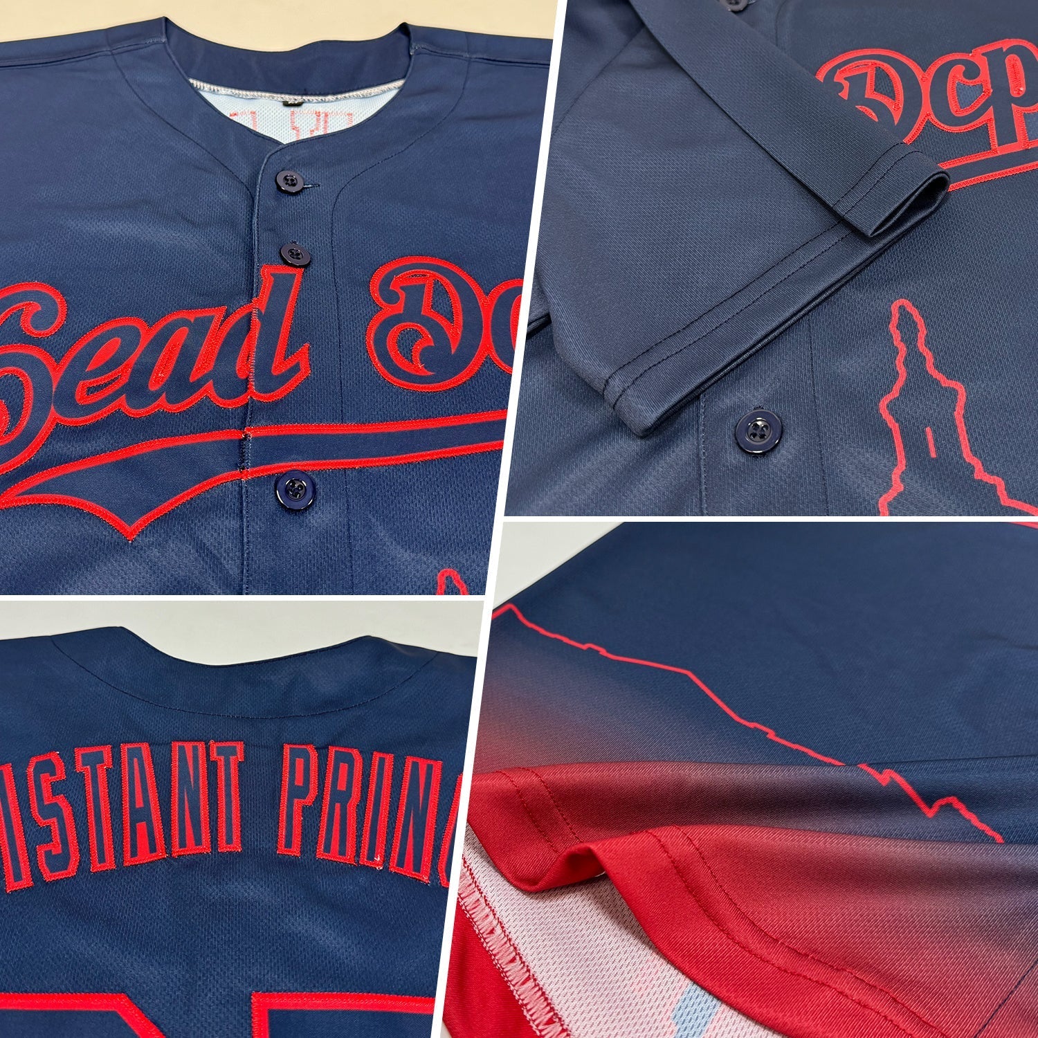 Custom Navy Red 3D Washington City Edition Fade Fashion Authentic Baseball Jersey baseball jersey product view 2