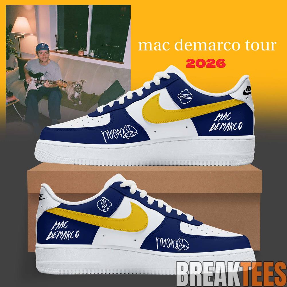 Mac Demarco 2026 World Tour Chamber of Blue Custom Air Force 1 Sneaker Unisex T-shirt, Sweatshirt, Hoodie, Long Sleeve Tee - T-Shirt, Sweatshirt, Hoodie