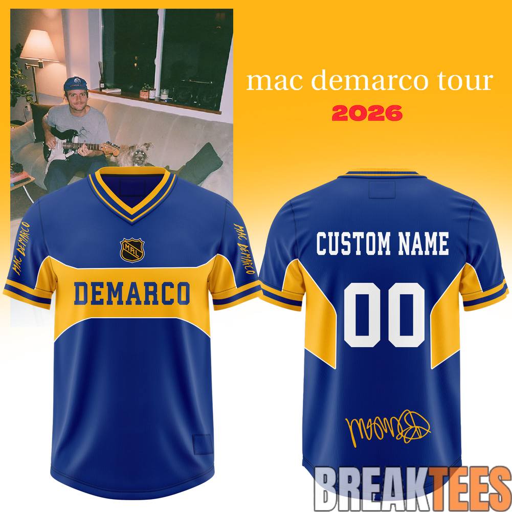 Mac Demarco 2026 World Tour Custom Football Jersey Unisex T-shirt, Sweatshirt, Hoodie, Long Sleeve Tee - T-Shirt, Sweatshirt, Hoodie