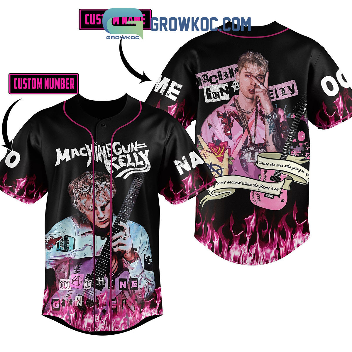 Machine Gun Kelly Cause The Ones Who Gas You Up Personalized Baseball Jersey baseball jersey product view 1