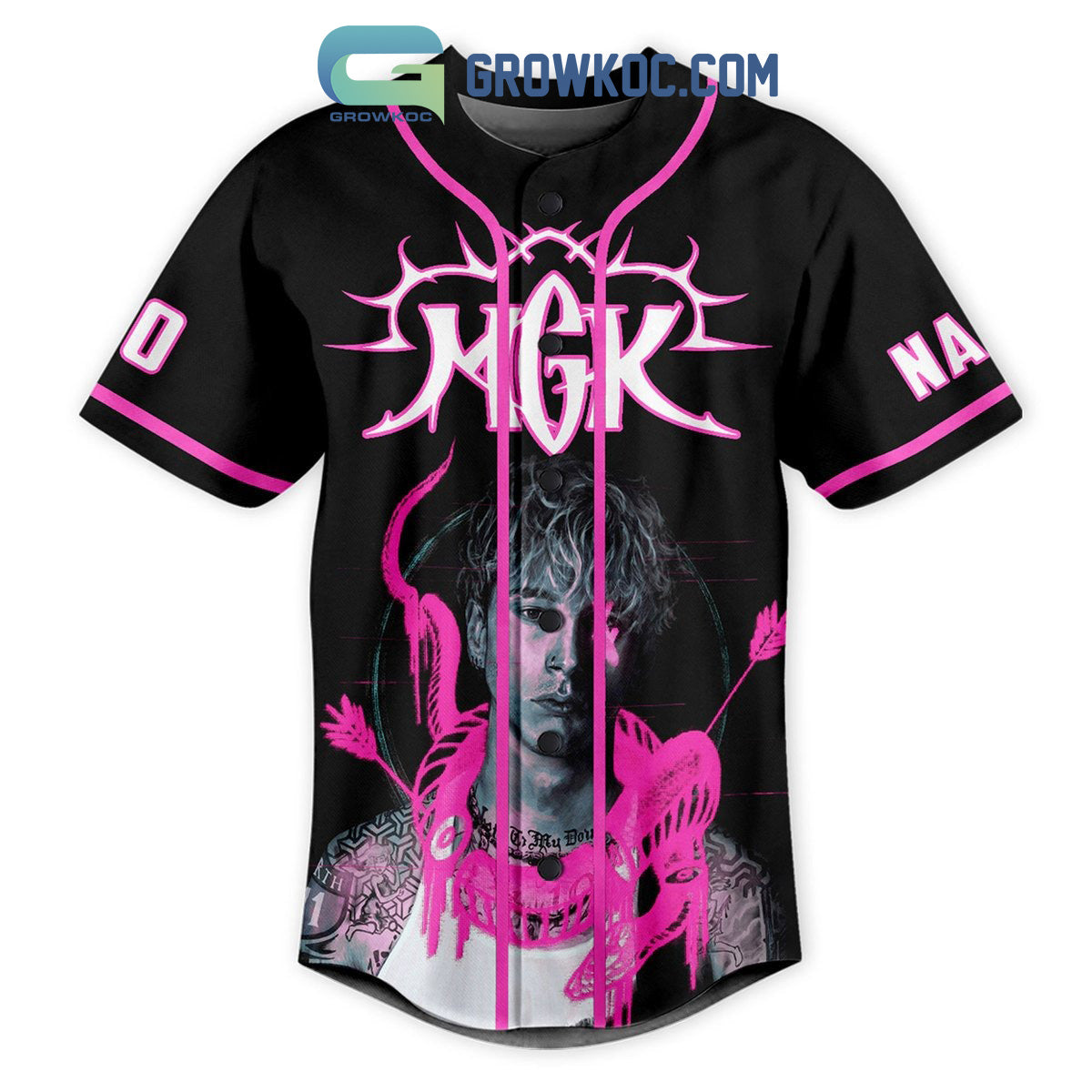 Machine Gun Kelly I Never Fall In Love But I Can’t Get Enough Of It Personalized Baseball Jersey baseball jersey product view 2