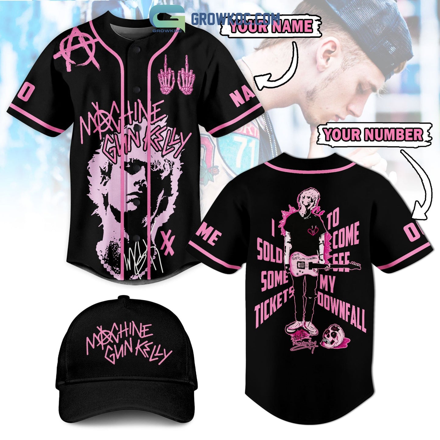 Machine Gun Kelly I Sold Some Tickets To Come See My Downfall Personalized Baseball Jersey baseball jersey product view 1