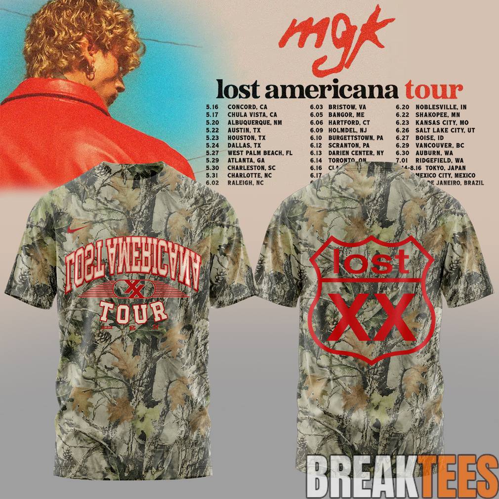 Machine Gun Kelly Lost Americana Tour 2026 Camo Shirt Unisex T-shirt, Sweatshirt, Hoodie, Long Sleeve Tee - T-Shirt, Sweatshirt, Hoodie