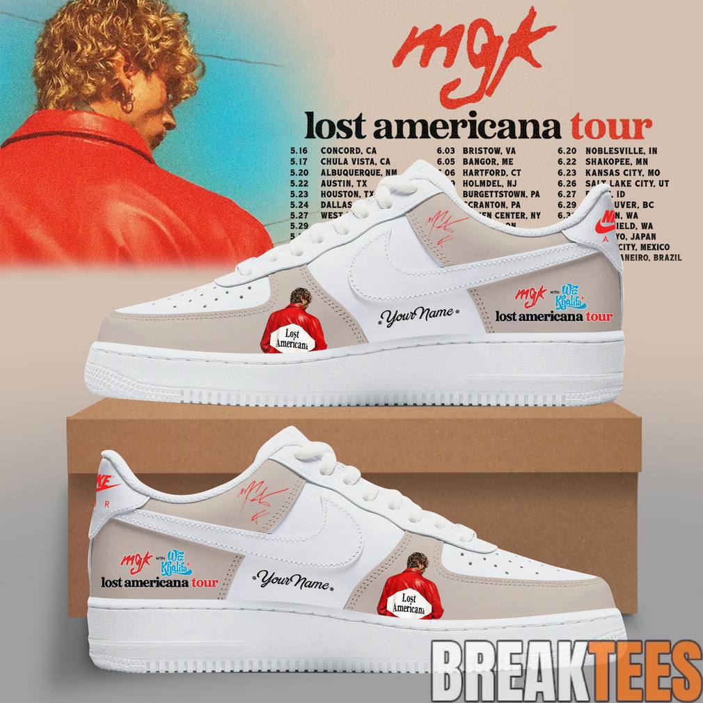 Machine Gun Kelly Lost Americana Tour 2026 Custom Air Force 1 Shoes Unisex T-shirt, Sweatshirt, Hoodie, Long Sleeve Tee - T-Shirt, Sweatshirt, Hoodie
