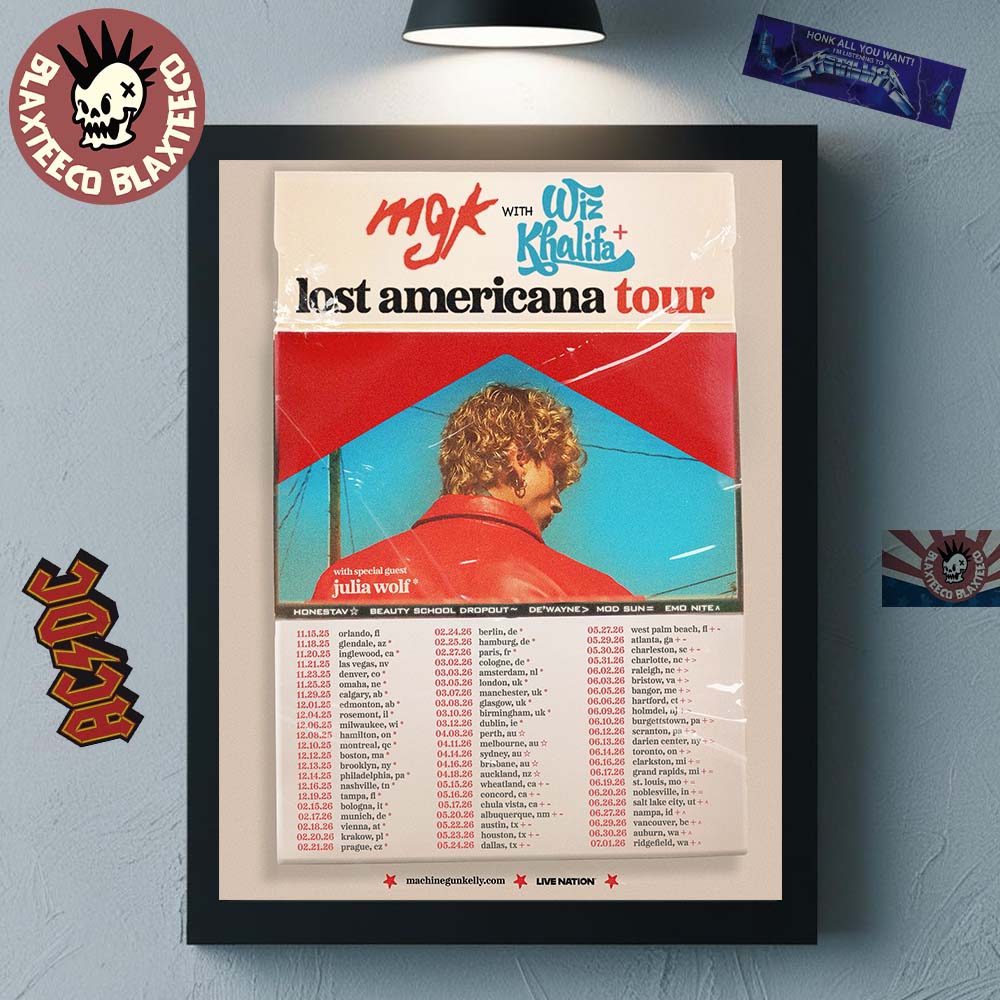 Machine Gun Kelly MGK Lost Americana Tour 2025 2026 Schedule Dates Home Decor Poster Canvas - T-Shirt, Sweatshirt, Hoodie