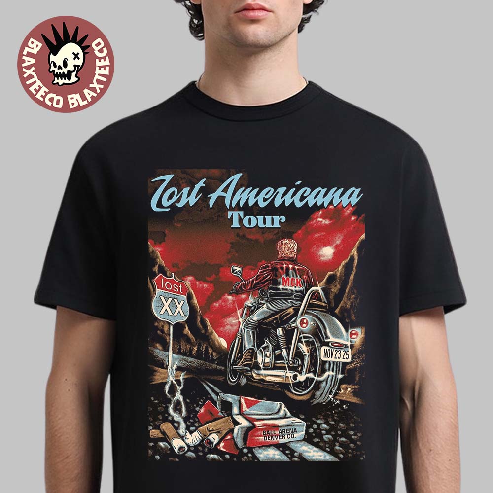 Machine Gun Kelly MGK Lost Americana Tour 2025 Poster For Denver Colorado At Ball Arena On November 23 2025 Second Version T-Shirt - T-Shirt, Sweatshirt, Hoodie