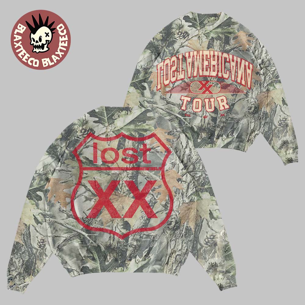 Machine Gun Kelly MGK Lost Americana World Tour 2026 Merch Camo Collegiate Tour Crewneck Sweatshirt - T-Shirt, Sweatshirt, Hoodie
