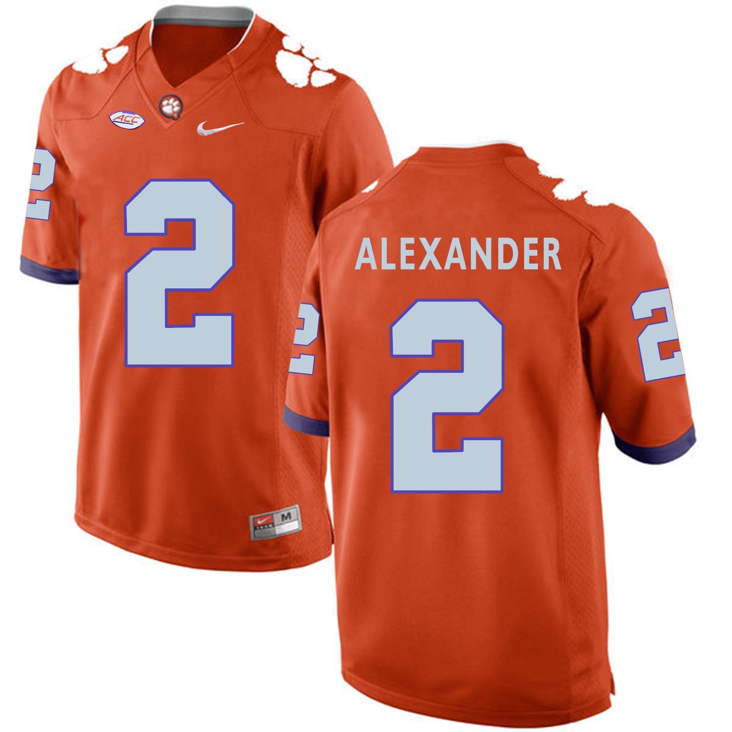 Mackensie Alexander 2 Orange College Football Jersey football jersey product view 1