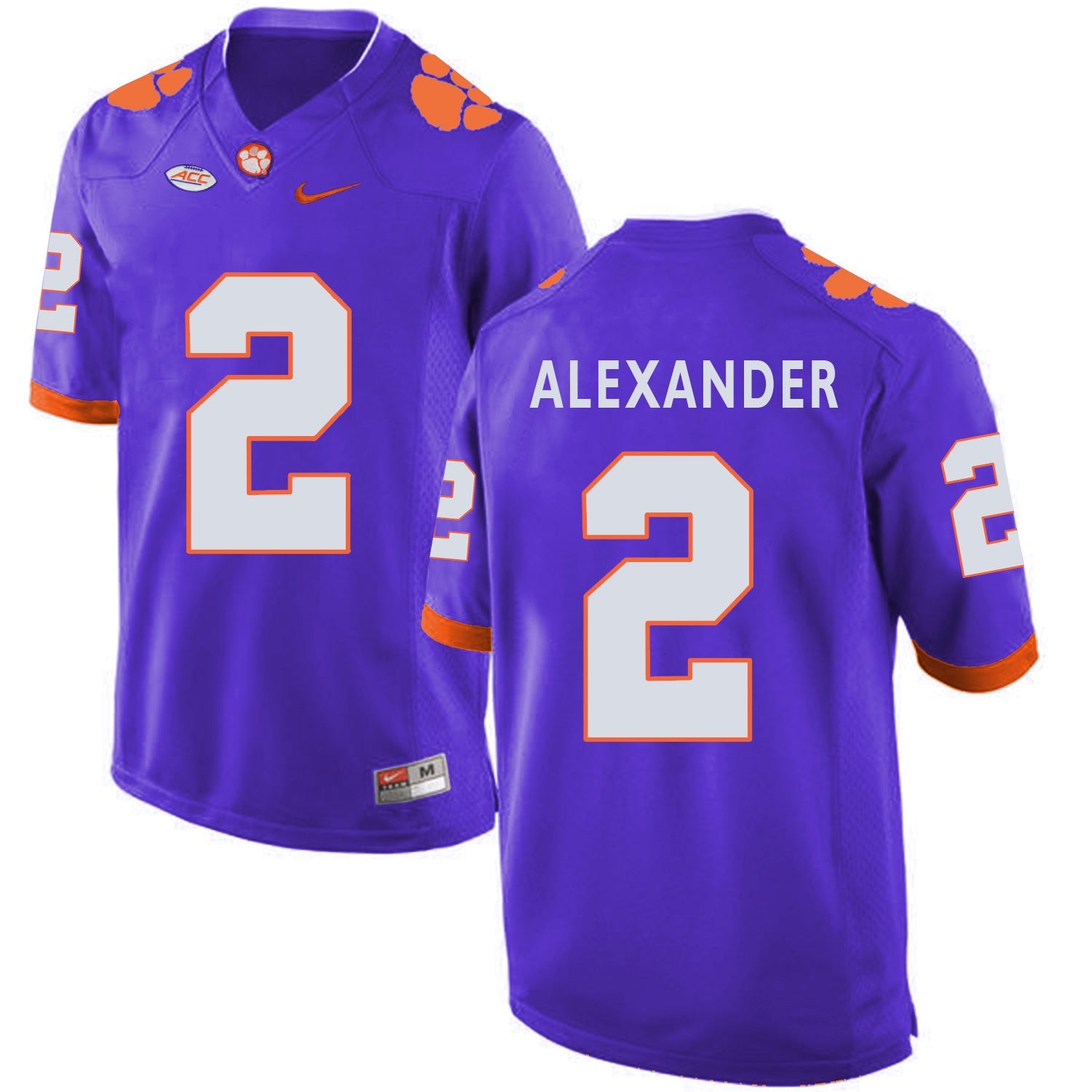 Mackensie Alexander 2 Purple College Football Jersey football jersey product view 1