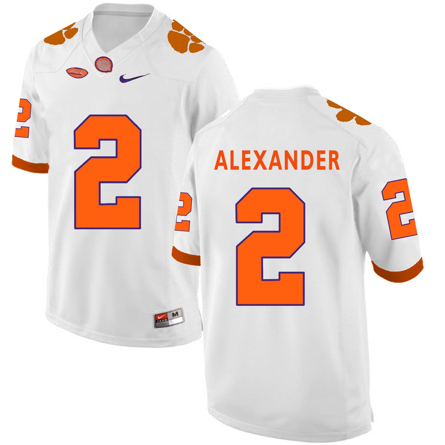 Mackensie Alexander 2 White College Football Jersey football jersey product view 1
