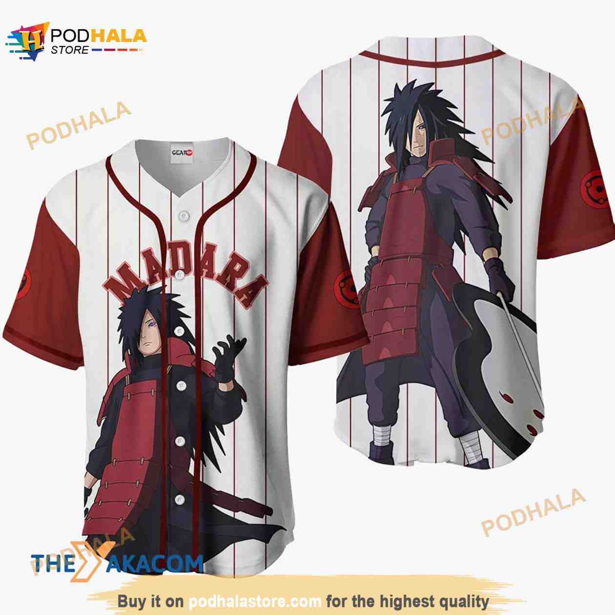 Madara Uchiha Anime 3D Baseball Jersey Shirt baseball jersey product view 1