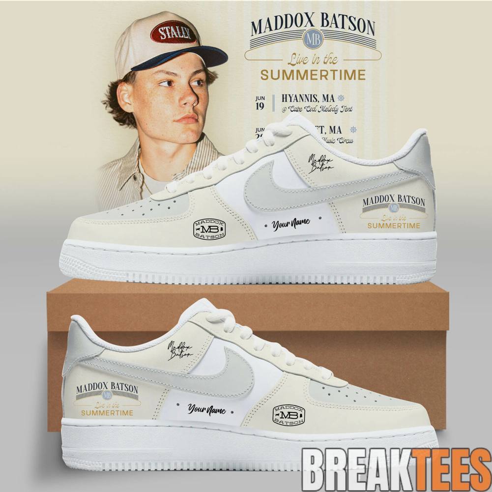 Maddox Batson Live in Summertime Tour 2026 Custom Air Force 1 Shoes Unisex T-shirt, Sweatshirt, Hoodie, Long Sleeve Tee - T-Shirt, Sweatshirt, Hoodie