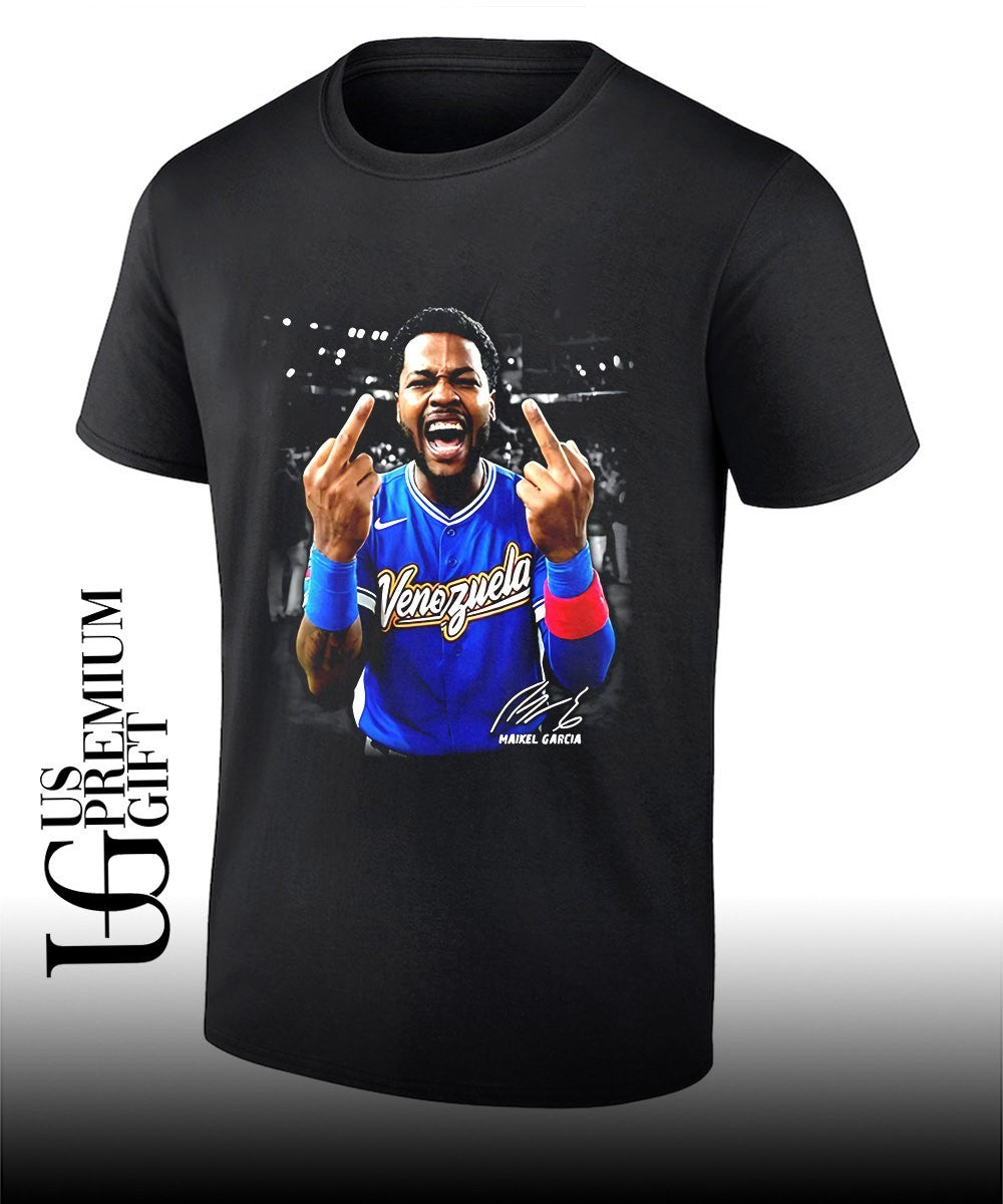 Maikel Garcia Venezuelan baseball middle finger signature shirt Unisex T-shirt, Sweatshirt, Hoodie, Long Sleeve Tee - T-Shirt, Sweatshirt, Hoodie
