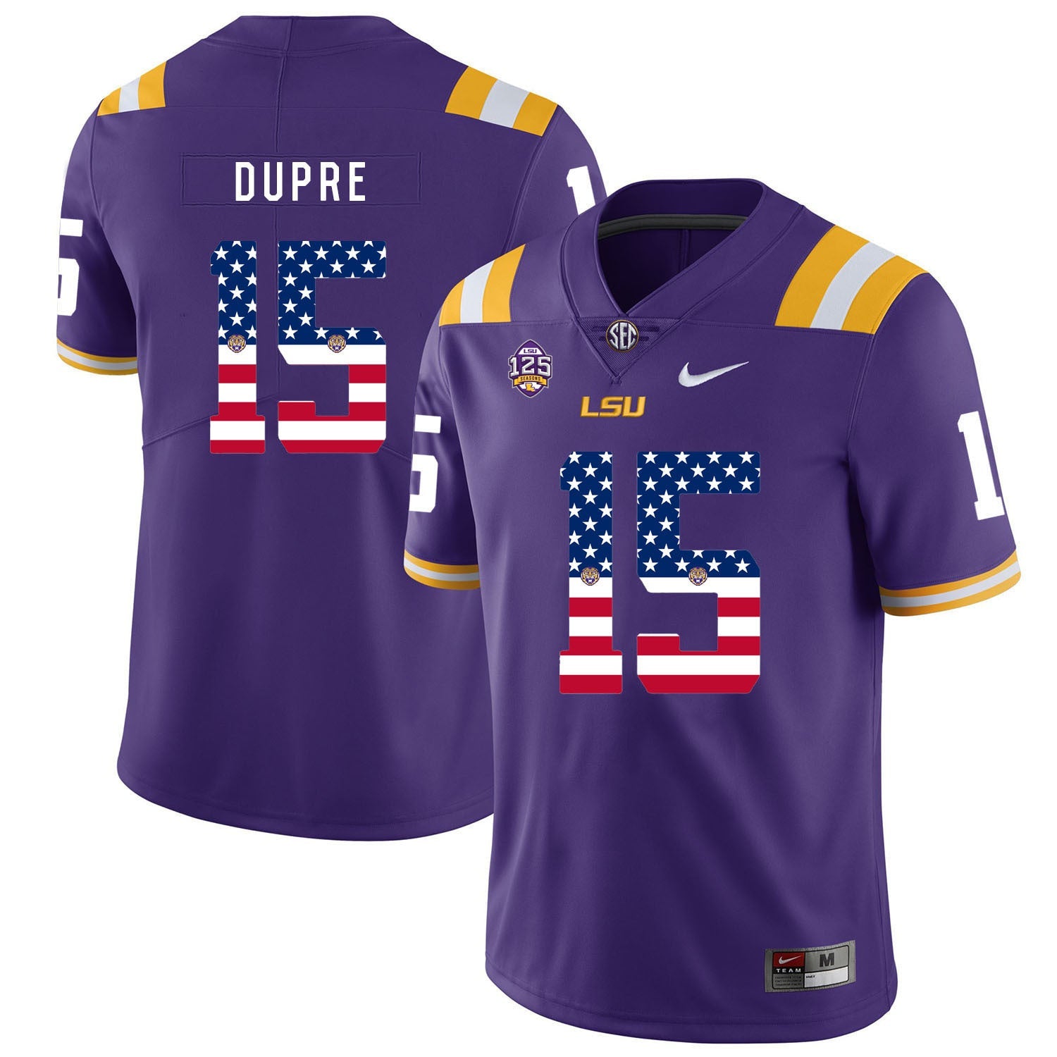 Malachi Dupre 15 Purple College Football Jersey football jersey product view 1