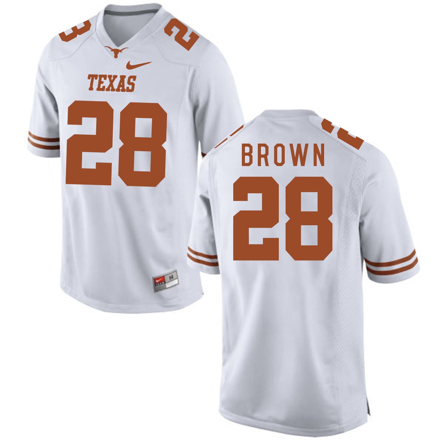 Malcolm Brown 28 White College Football Jersey football jersey product view 1