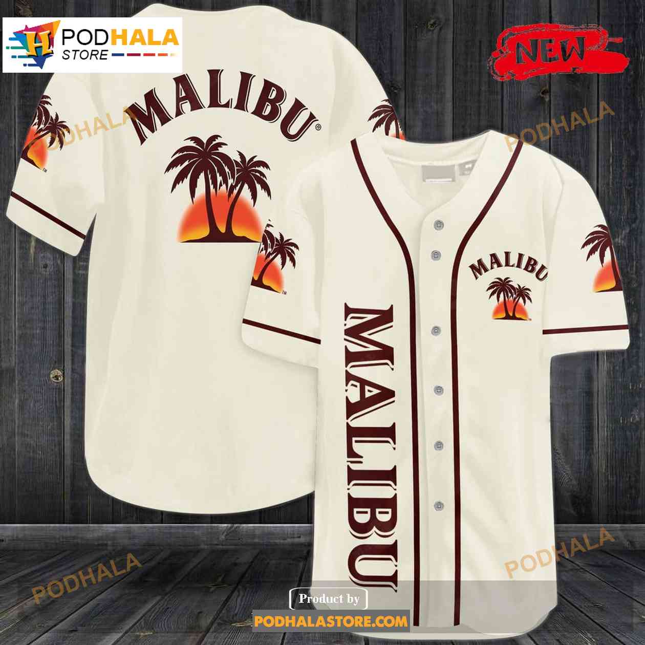 Malibu Light Color Baseball Jersey baseball jersey product view 1