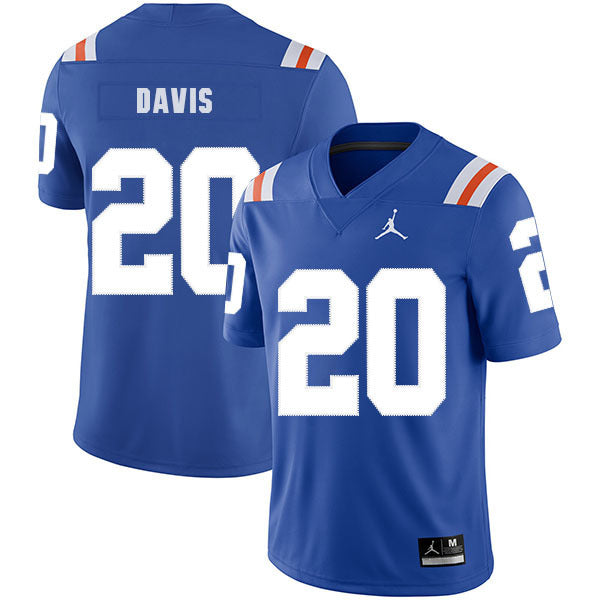Malik Davis 20 Blue College Football Jersey football jersey product view 1