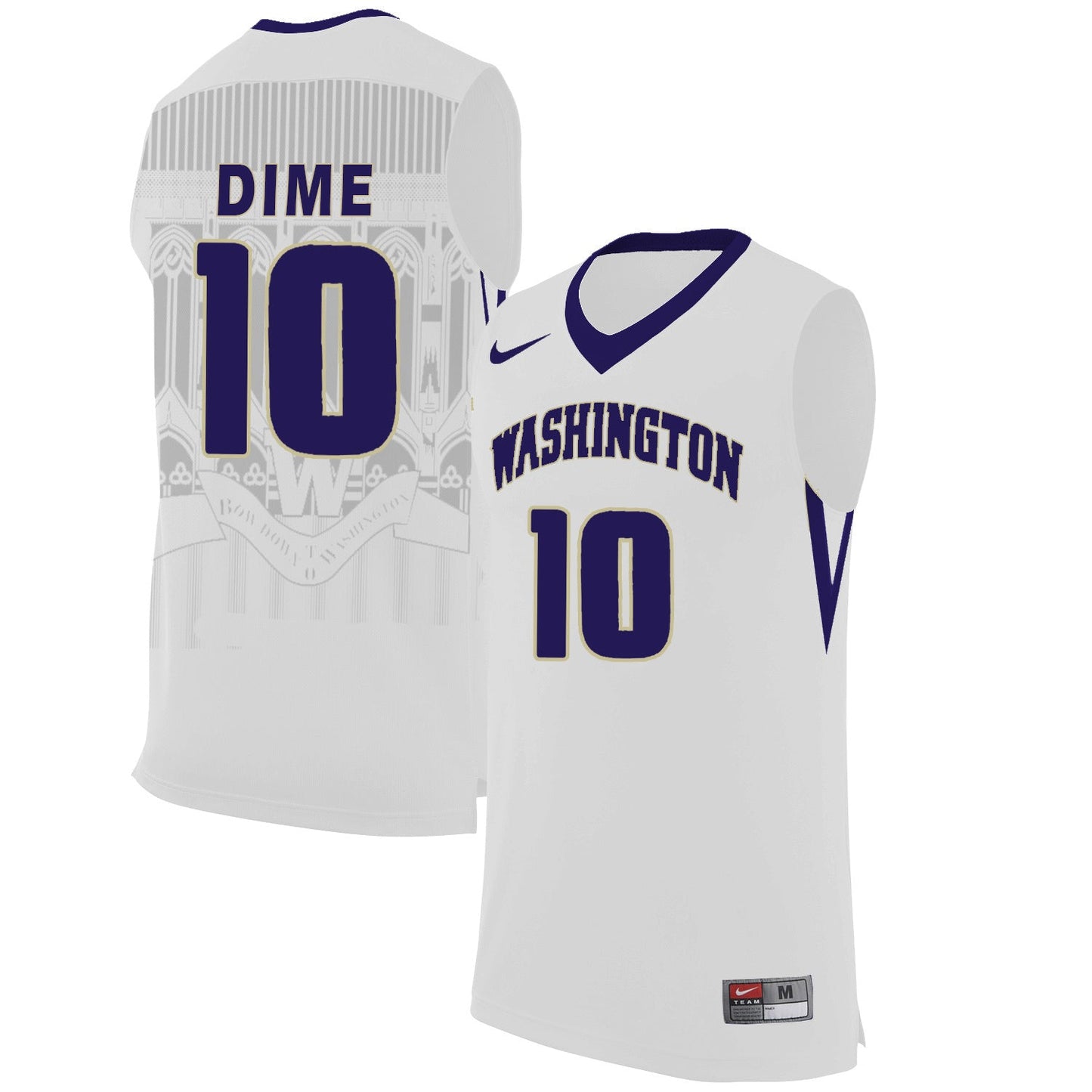 Malik Dime 10 White College Football Jersey football jersey product view 1