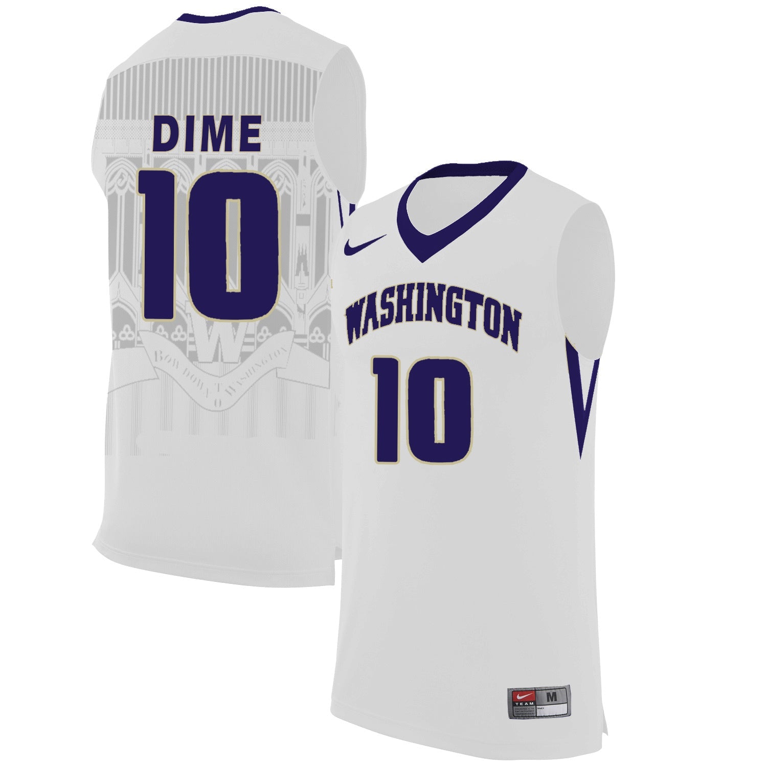 Malik Dime 10 White College Football Jersey football jersey product view 1