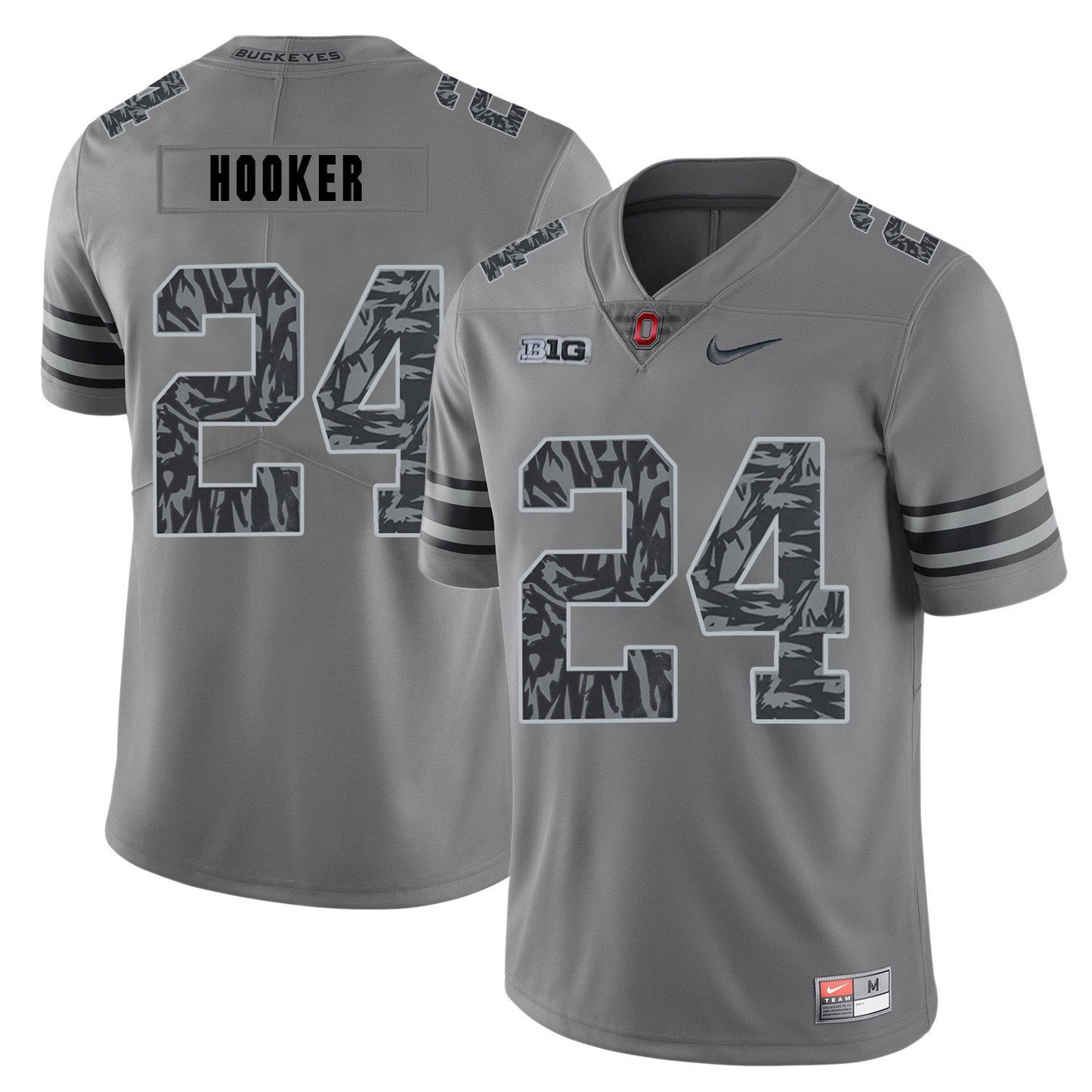 Malik Hooker 24 Pattern Dark Gray College Football Jersey football jersey product view 1