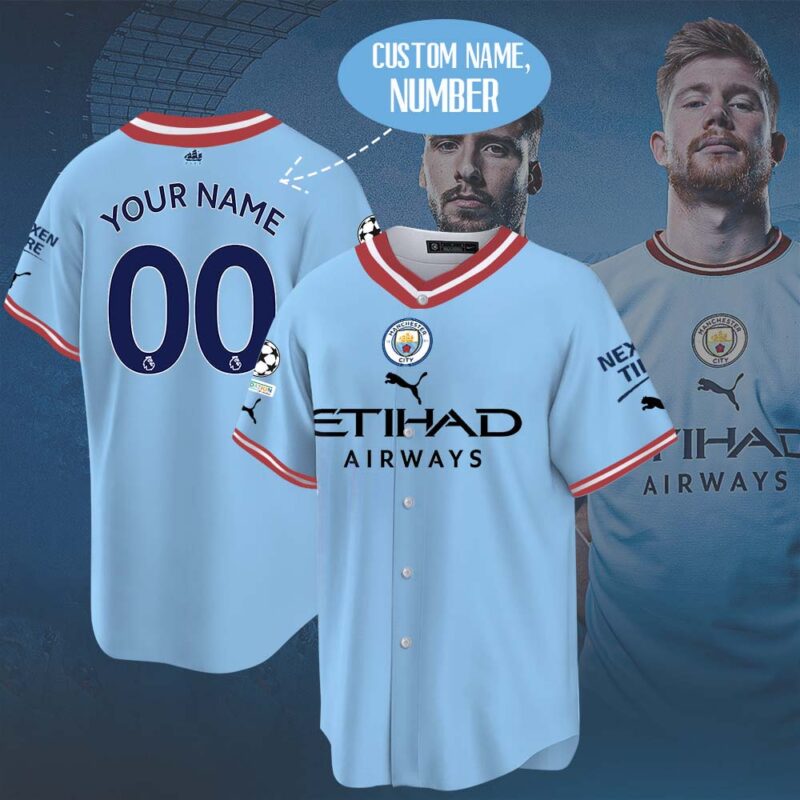 Manchester City Personalized Baseball Jersey baseball jersey product view 1