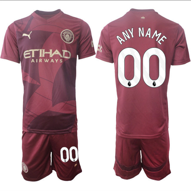 Manchester City Custom 2024-25 Burgundy Third Soccer Jersey Suit sports jersey product view 1