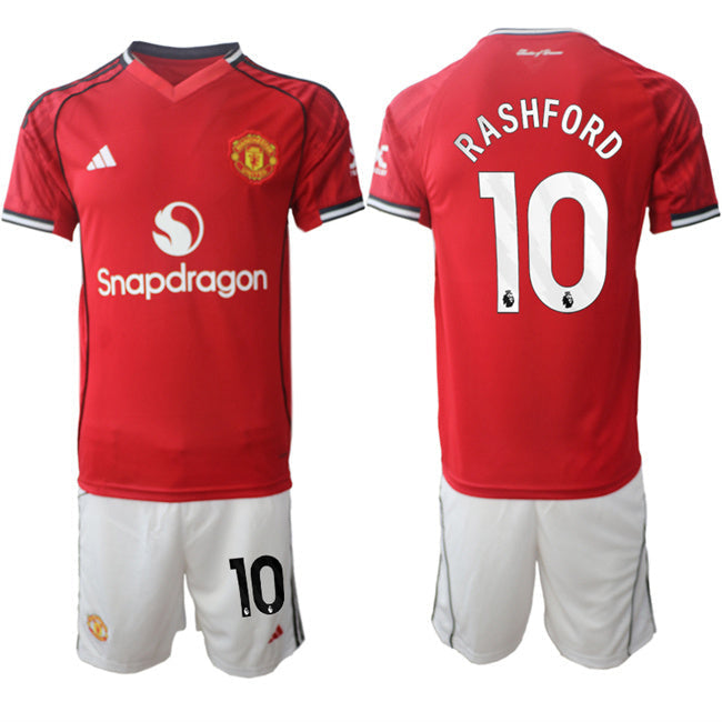 Manchester United #10 Marcus Rashford 2025 26 Red Home Soccer Jersey Suit sports jersey product view 1