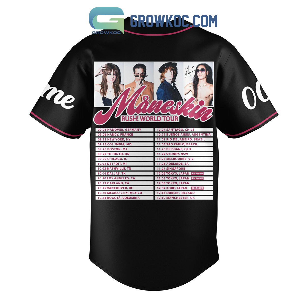 Maneskin Rush World Tour Personalized Baseball Jersey baseball jersey product view 3
