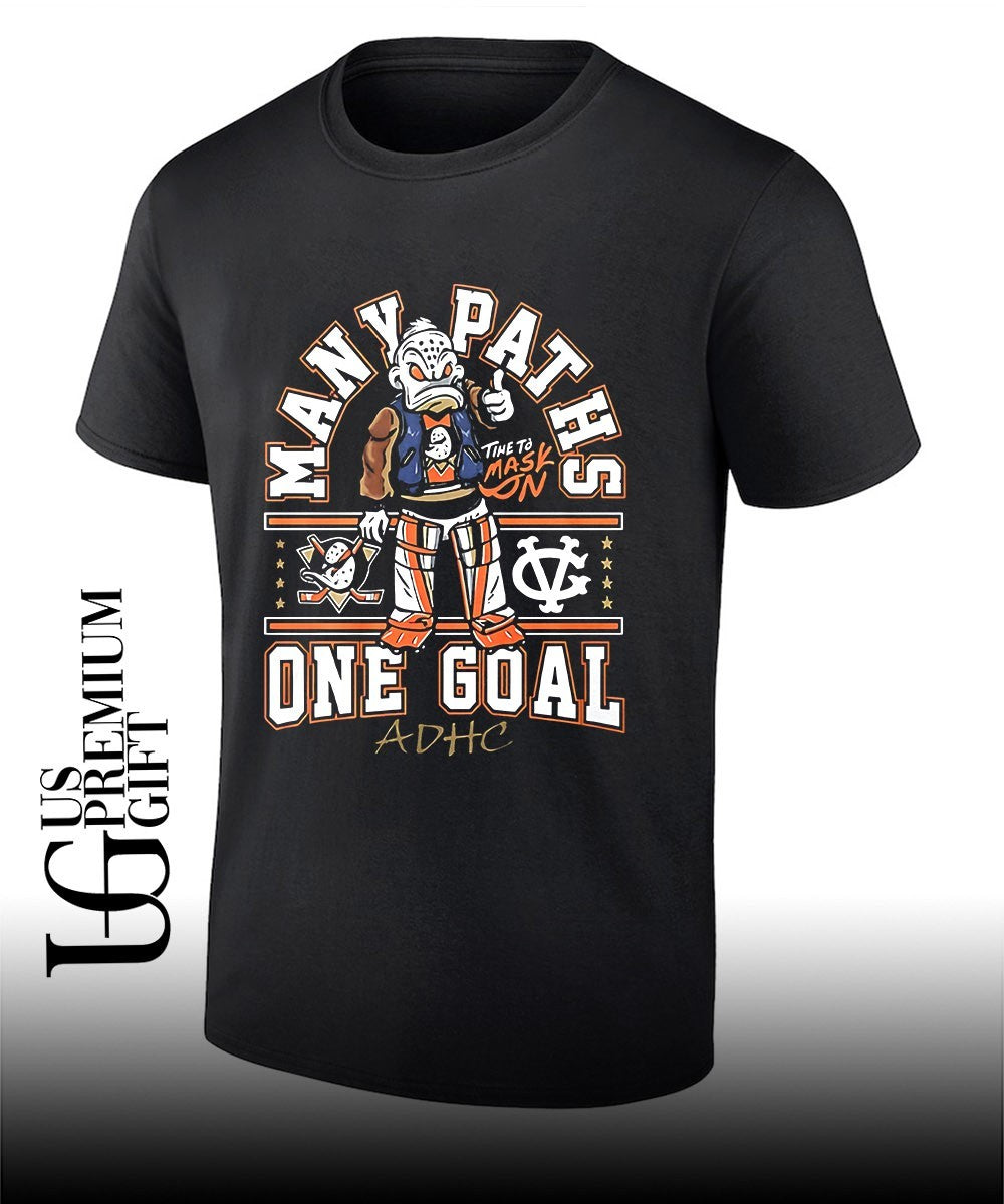 Many Paths Time To Mask One Goal ADHC Anaheim Ducks shirt Unisex T-shirt, Sweatshirt, Hoodie, Long Sleeve Tee - T-Shirt, Sweatshirt, Hoodie