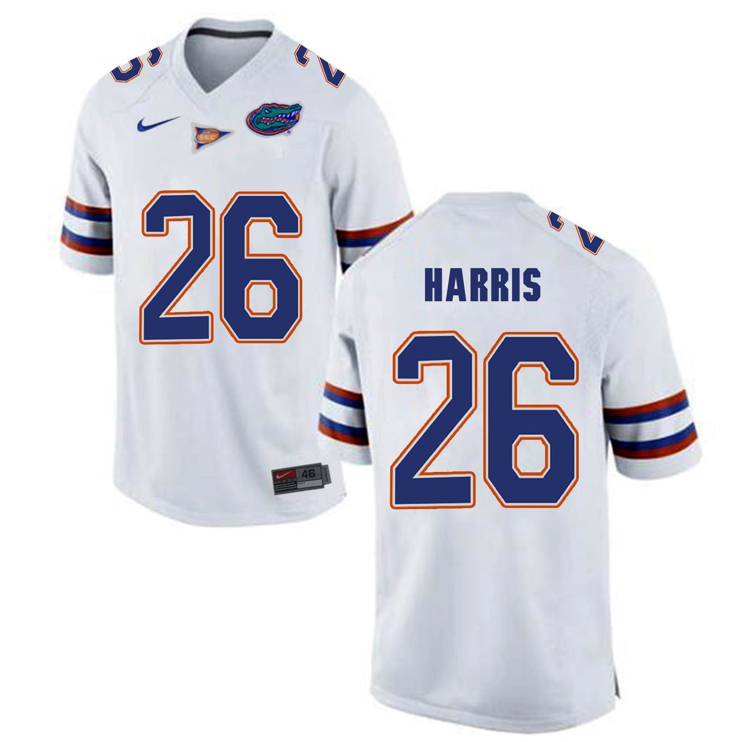 Marcell Harris 26 White College Football Jersey football jersey product view 1