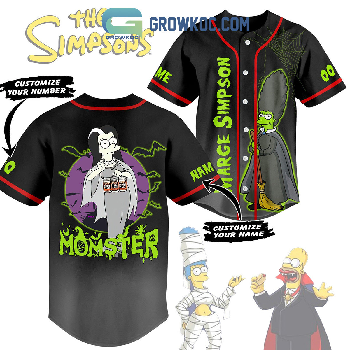 Marge Simpson Momster The Simpsons Personalized Baseball Jersey baseball jersey product view 1