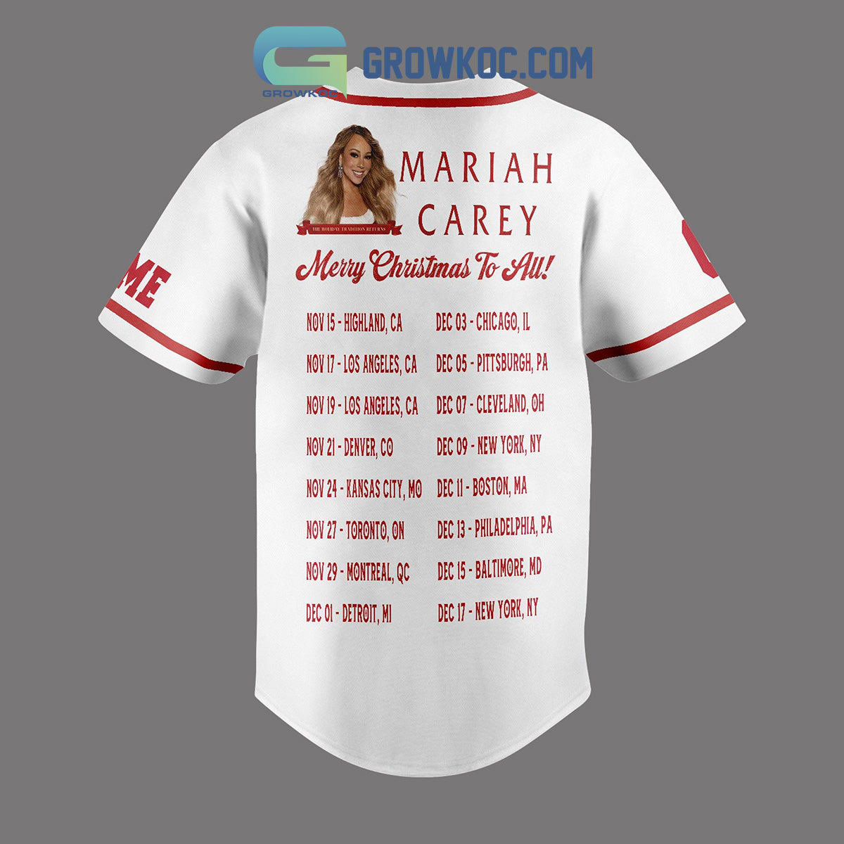 Mariah Carey Merry Christmas To All Personalized Baseball Jersey baseball jersey product view 3