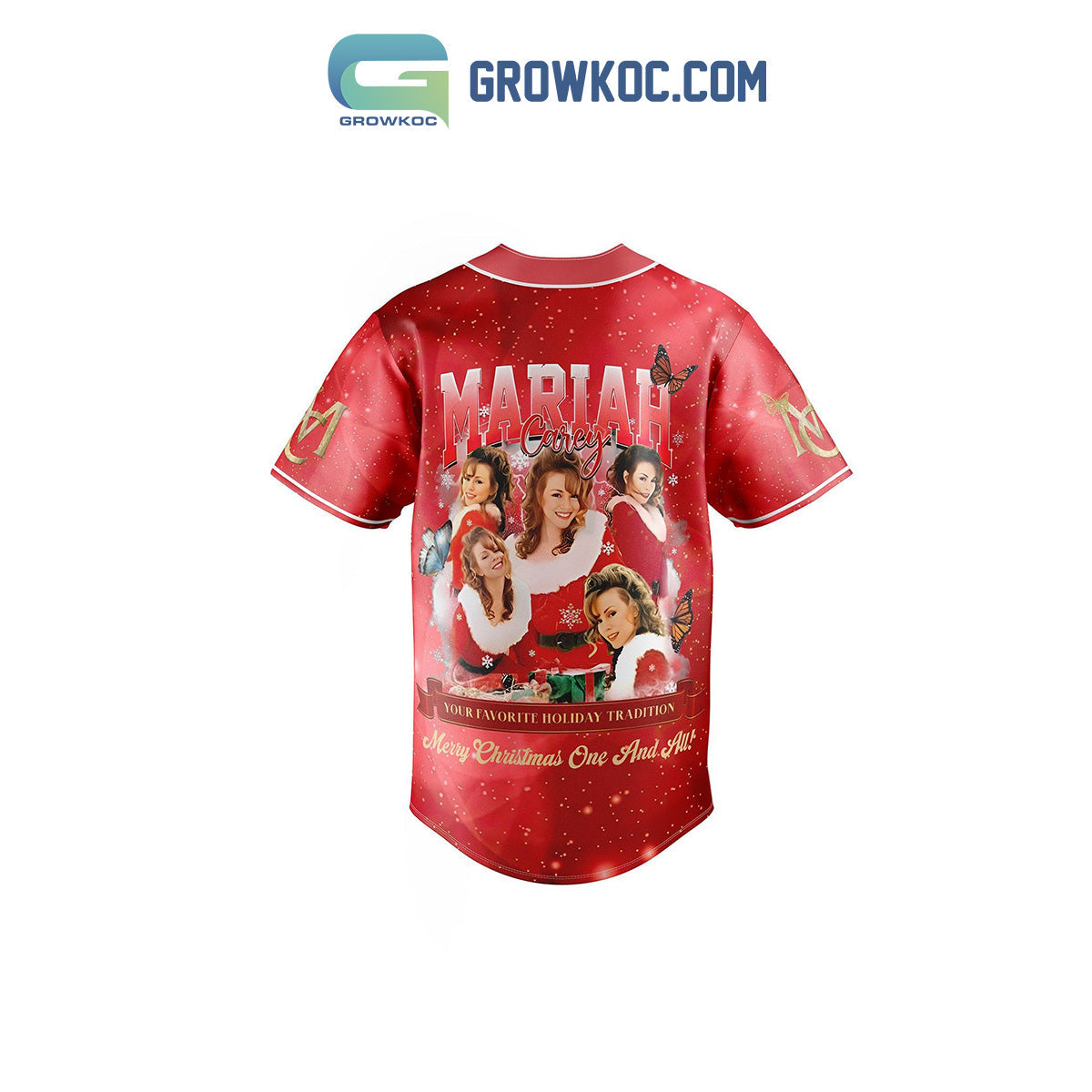 Mariah Carey Your Favorite Holiday Tradition Merry Christmas One And All Personalized Baseball Jersey baseball jersey product view 3