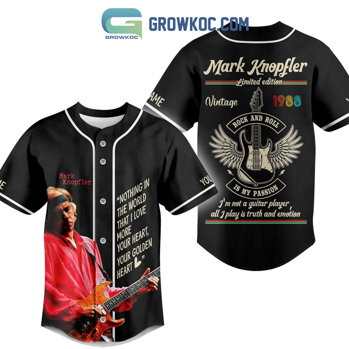 Mark Knopfler Rock And Roll Is My Passion Personalized Baseball Jersey baseball jersey product view 1