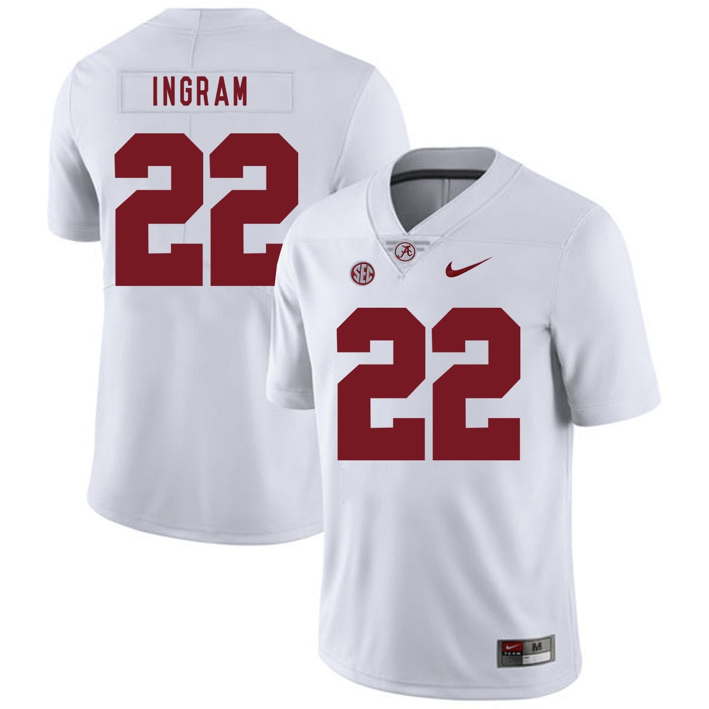 Mark Ingram 22 White .2jpg College Football Jersey football jersey product view 1