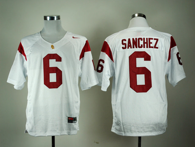 Mark Sanchez 6 White College Football Jersey football jersey product view 1