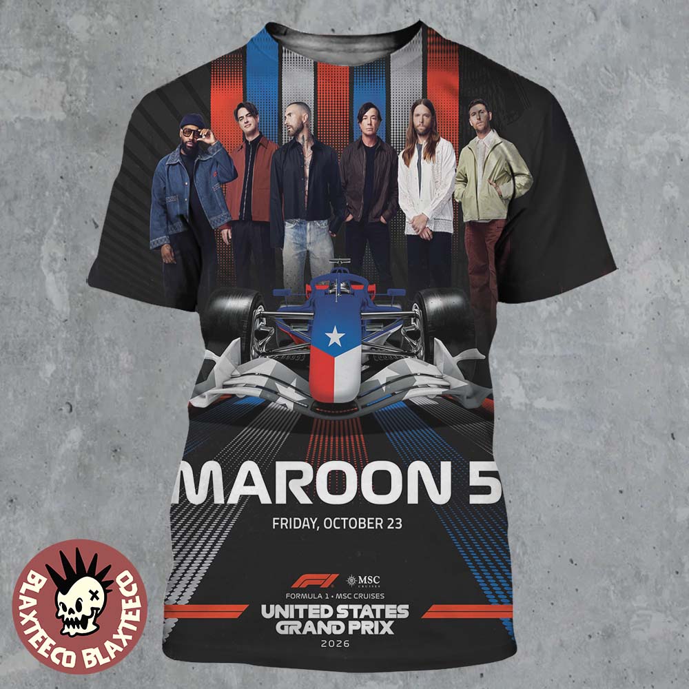 Maroon 5 Live At F1 United States Grand Prix 2026 On October 23 2026 All Over Print Shirt Unisex T-shirt, Sweatshirt, Hoodie, Long Sleeve Tee - T-Shirt, Sweatshirt, Hoodie