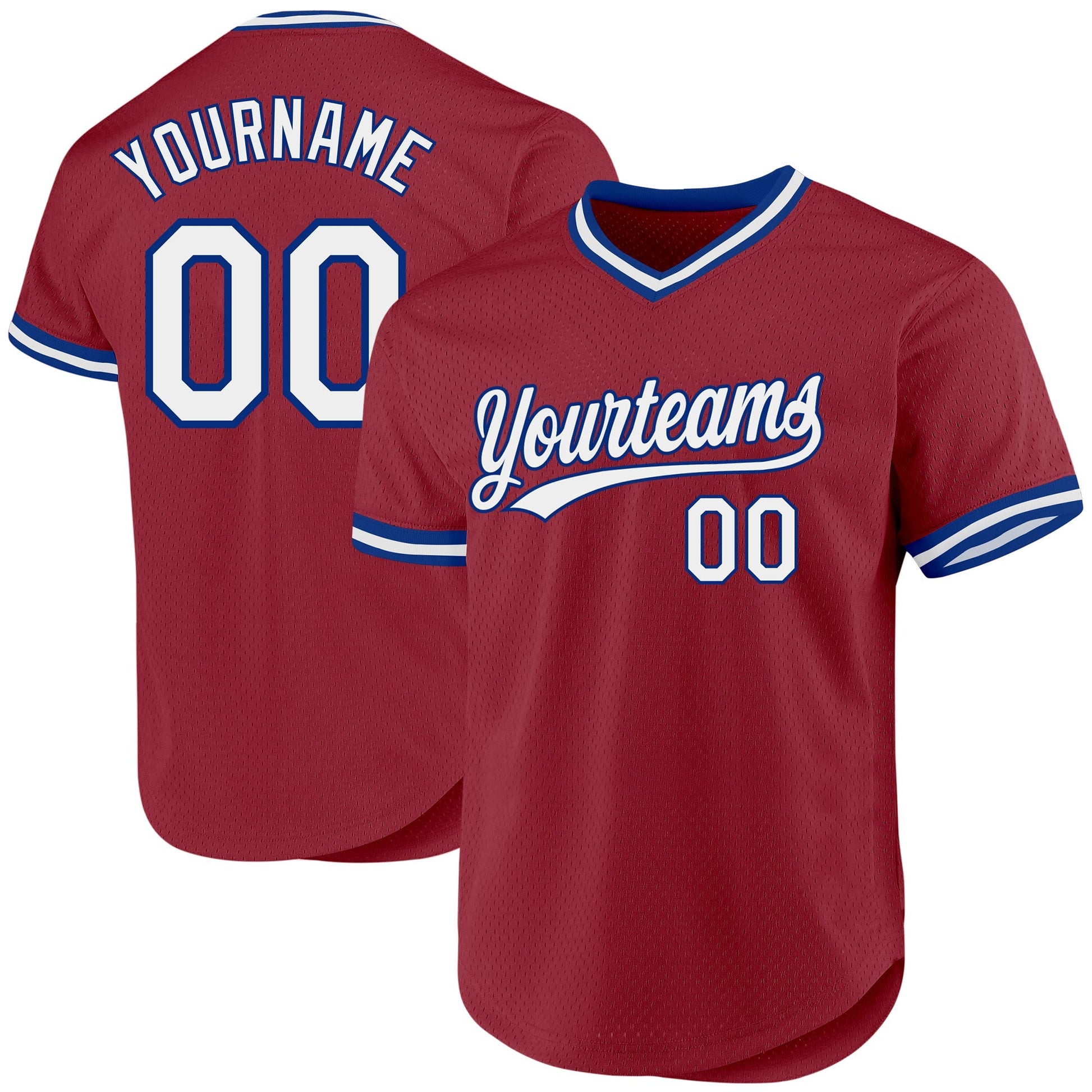 Custom Maroon White-Royal Authentic Throwback Baseball Jersey baseball jersey product view 1