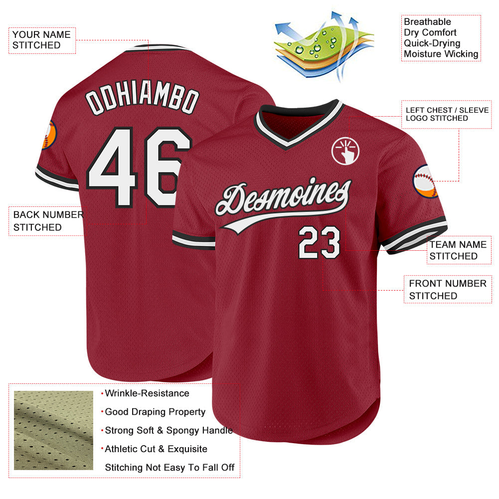 Custom Maroon White-Black Authentic Throwback Baseball Jersey baseball jersey product view 3