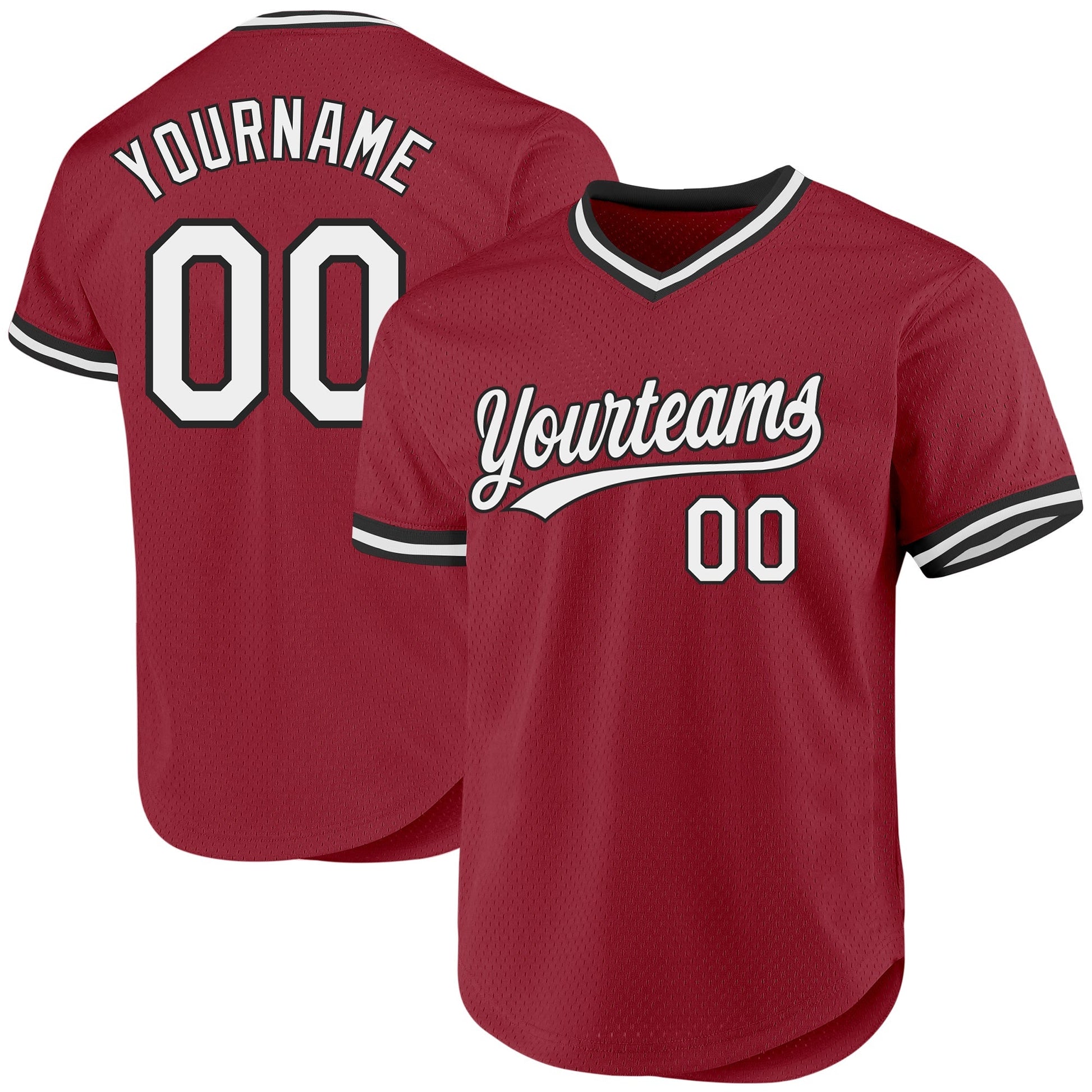 Custom Maroon White-Black Authentic Throwback Baseball Jersey baseball jersey product view 1