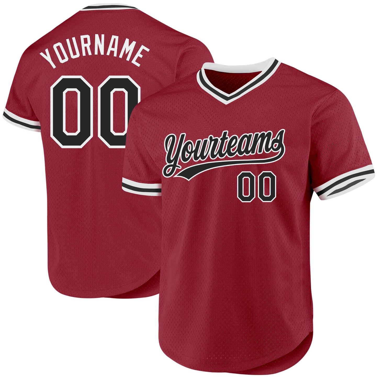 Custom Maroon Black-White Authentic Throwback Baseball Jersey baseball jersey product view 1