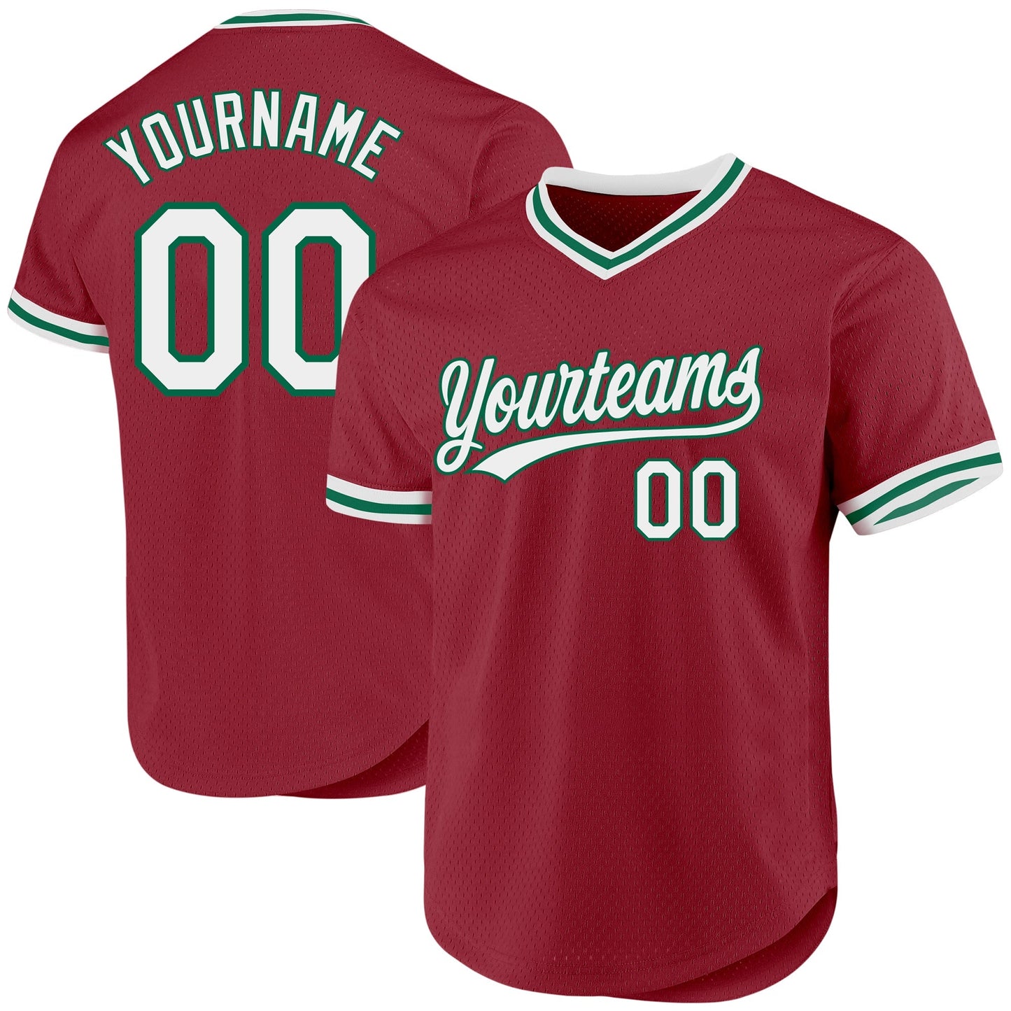 Custom Maroon White-Kelly Green Authentic Throwback Baseball Jersey baseball jersey product view 1
