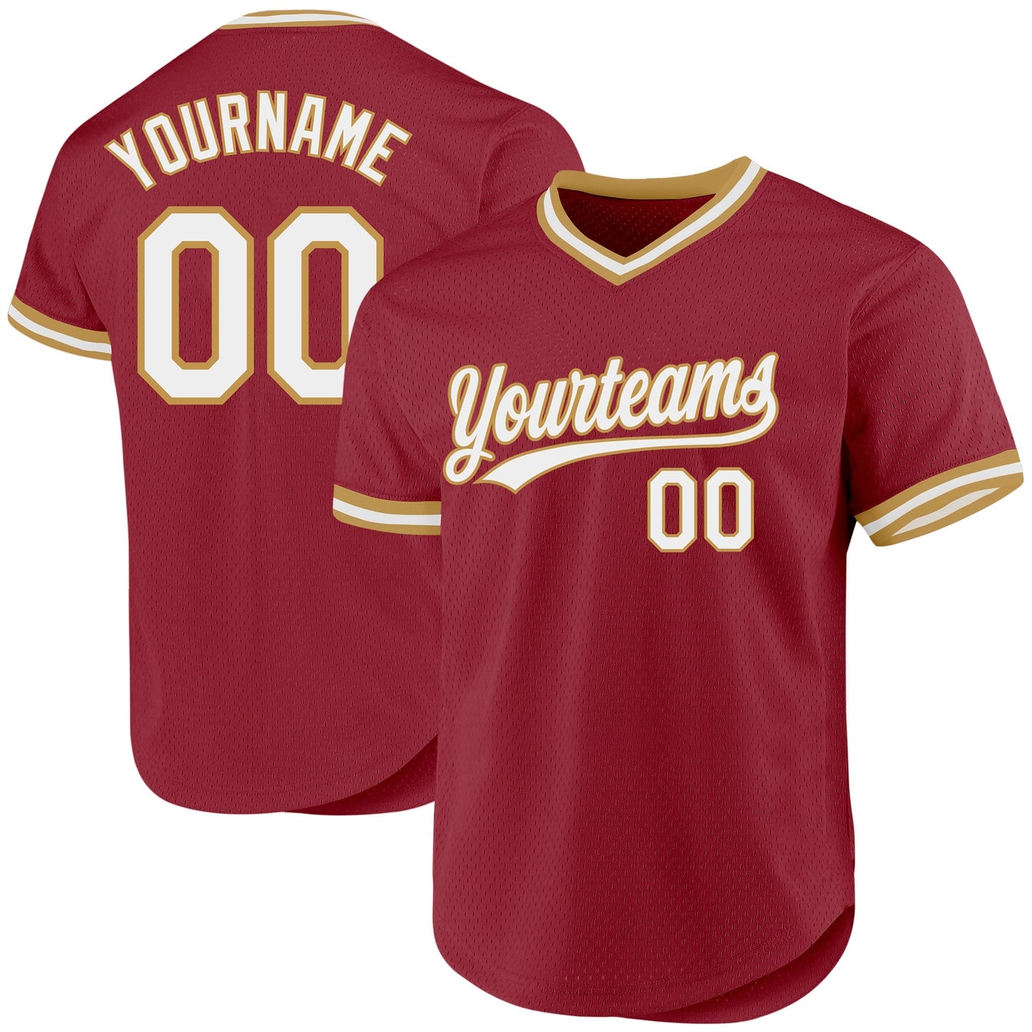 Custom Maroon White-Old Gold Authentic Throwback Baseball Jersey baseball jersey product view 1
