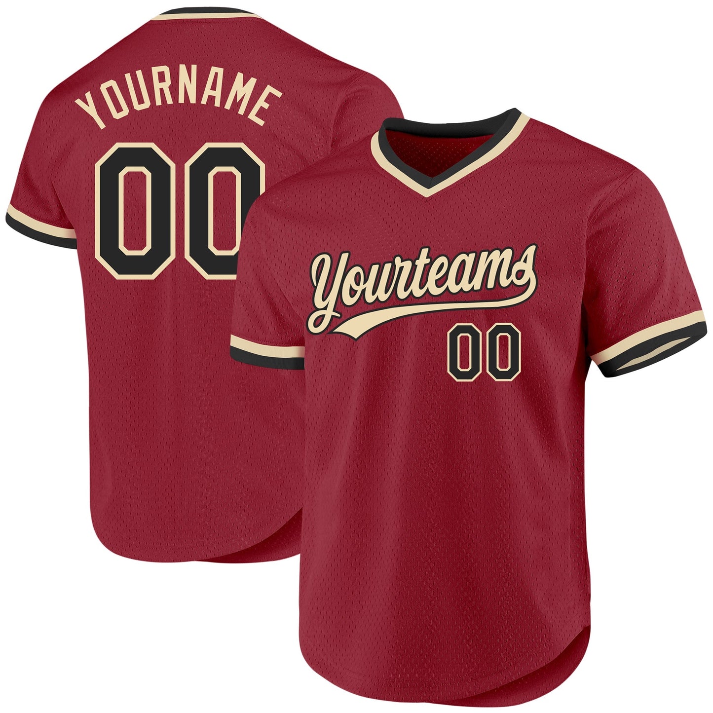 Custom Maroon Black-Cream Authentic Throwback Baseball Jersey baseball jersey product view 1